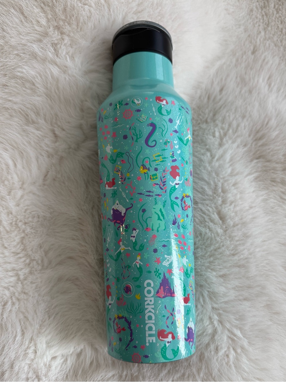 Corkcicle Ariel Disney Print Aqua Stainless Bottle